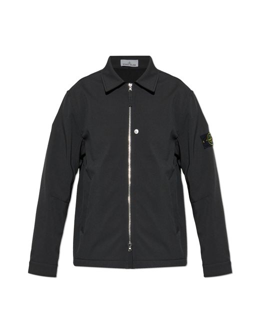 Stone Island Blue Jacket With Logo Patch for men