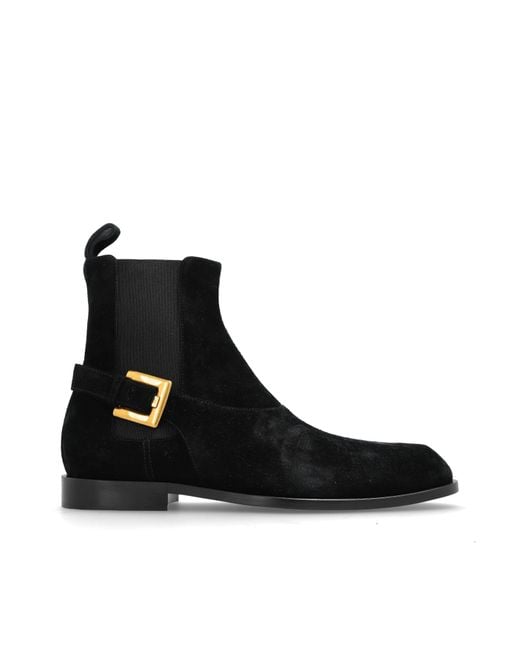 Balmain Black "Anthem" Suede Chelsea Boots for men