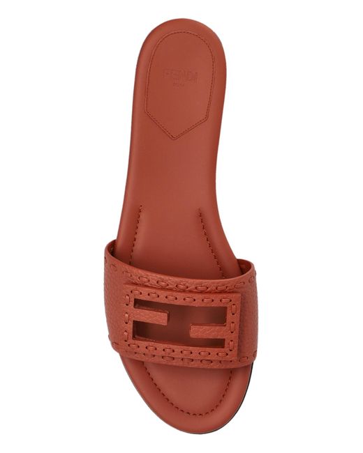 Fendi White Leather Slippers