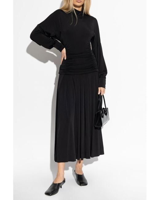 Ganni Black Draped Dress