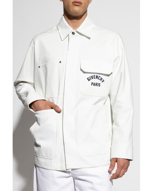 Givenchy White Shirt Jacket With Logo for men