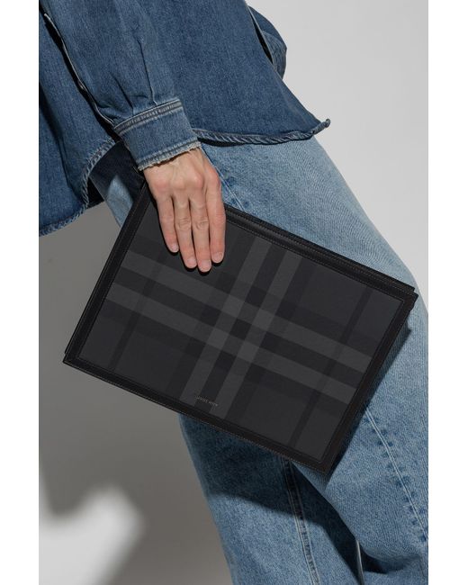 Burberry Check-pattern Briefcase In Black