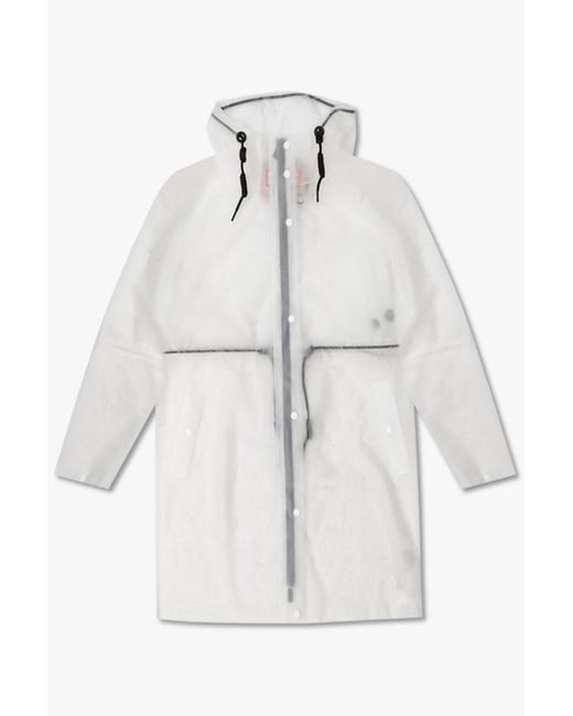 Hunter White Rain Coat With Pockets