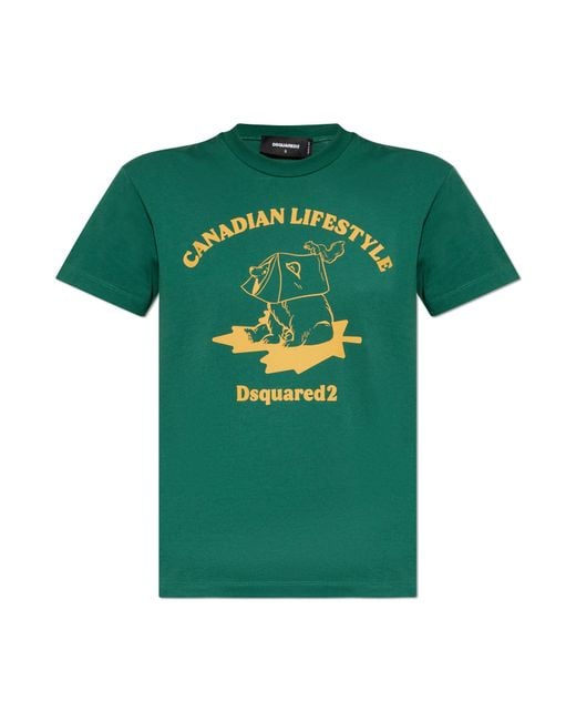 DSquared² Green T-Shirt With Print