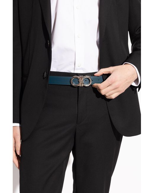 Ferragamo Blue Reversible Belt for men