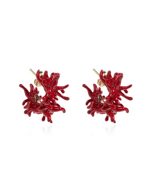 Bottega Veneta Red Hoop Earrings