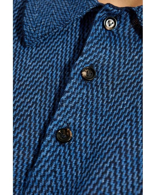 Bottega Veneta Blue Patterned Polo for men