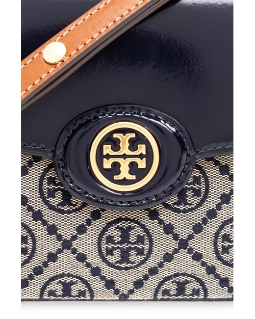 Tory Burch Blue ‘Robinson T Monogram’ Shoulder Bag