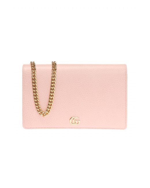 Gucci Pink 'gg Marmont' Wallet On Chain