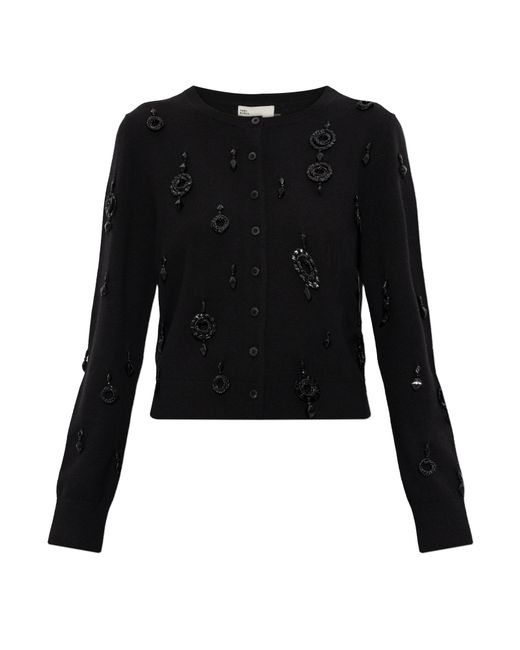 Tory Burch Black Cardigan Finished With Shimmering Sequins