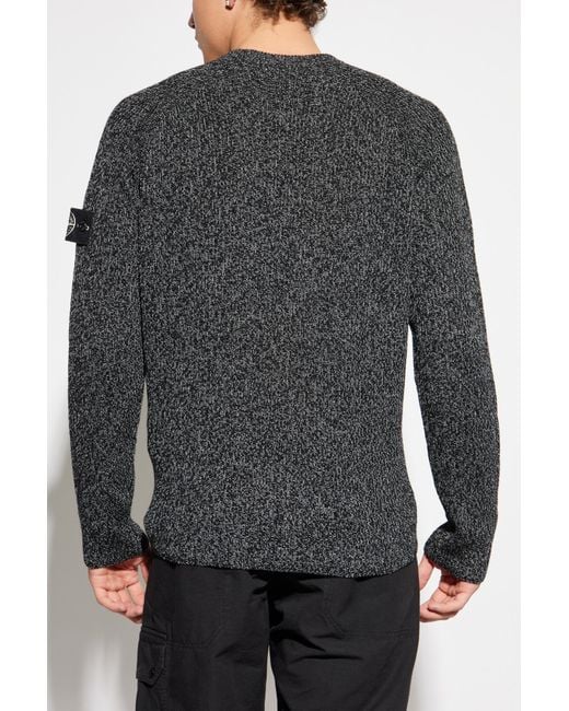 Stone Island Gray Sweater With Logo Patch for men