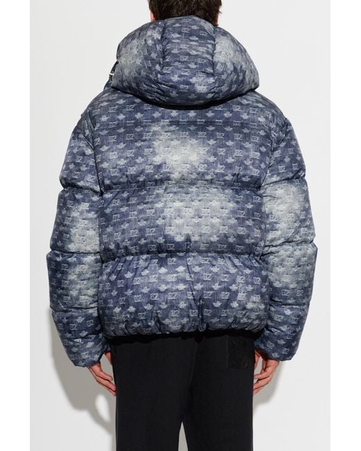 DSquared² Blue Puffer Jacket With Monogram for men