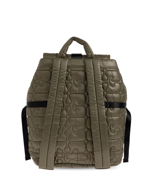 Ganni Green Quilted Backpack