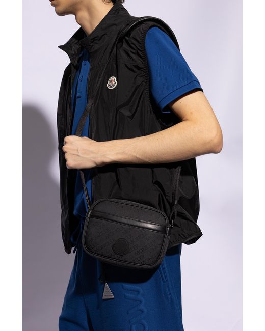 Moncler Black Shoulder Bag With Monogram, for men
