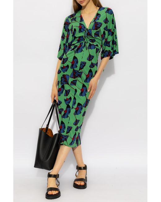 Diane von Furstenberg Green 'valerie' Floral Dress,