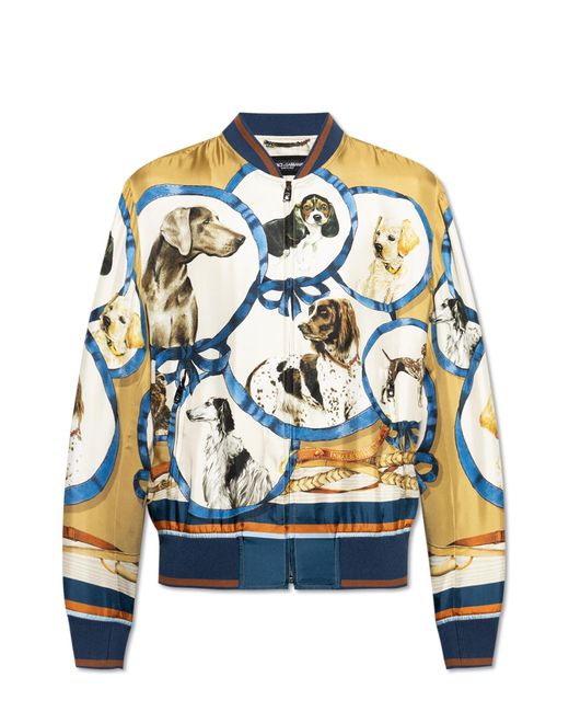 Dolce & Gabbana Blue Silk Bomber Jacket for men