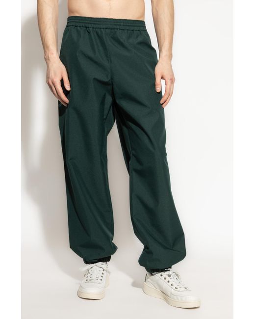 LACOSTE RUNWAY Green Pants With Logo for men