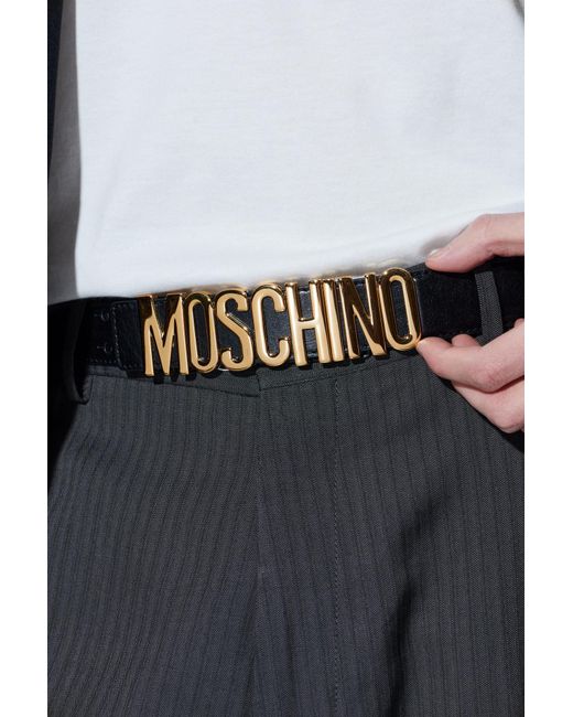Moschino White Leather Belt for men