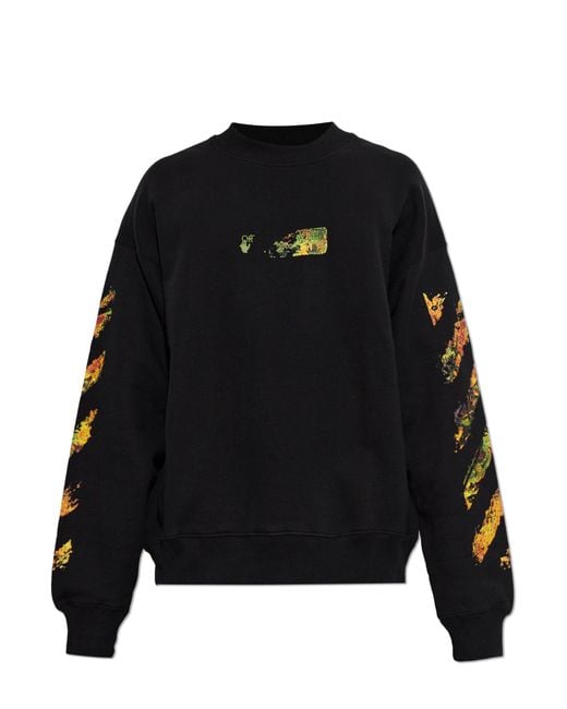 Off-White c/o Virgil Abloh Black Sweatshirt With A Multicolored Printed Logo for men