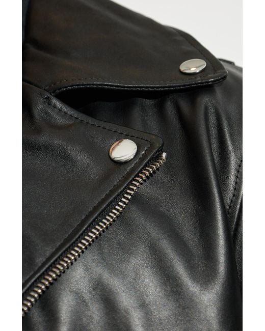 DIESEL Black Leather Jacket 'L-Eo-Wrd' for men