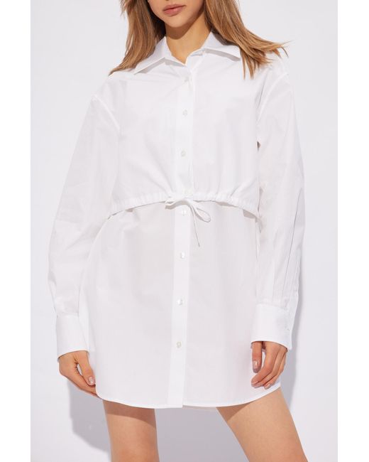 T By Alexander Wang White Cotton Shirt Dress,