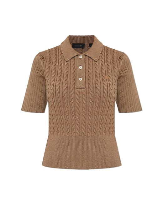 LACOSTE RUNWAY Brown Polo With Decorative Weave