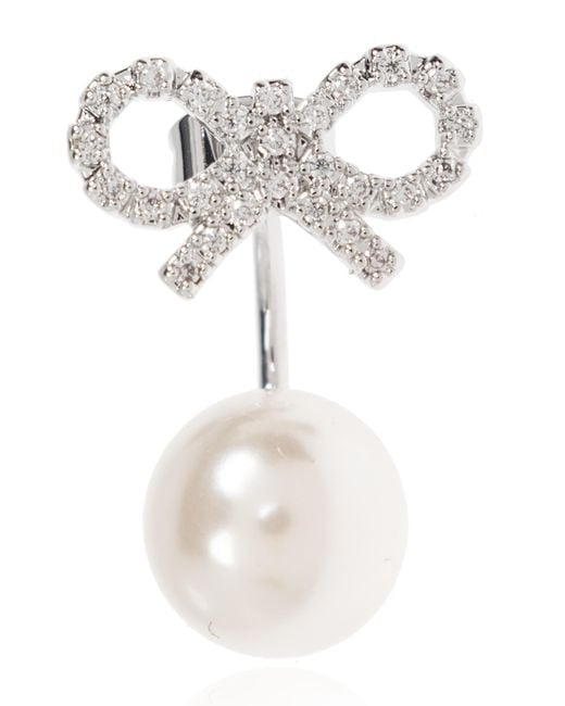 Self-Portrait Natural Earrings With Shimmering Crystals