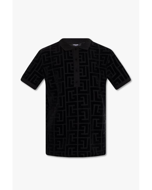 Balmain Polo Shirt With Velvet Logo in Black for Men | Lyst Australia