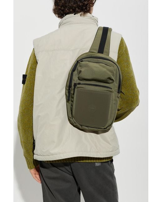 Stone Island Green One-Shoulder Backpack for men