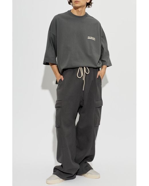 Fear Of God Gray Cotton T-Shirt With Print for men