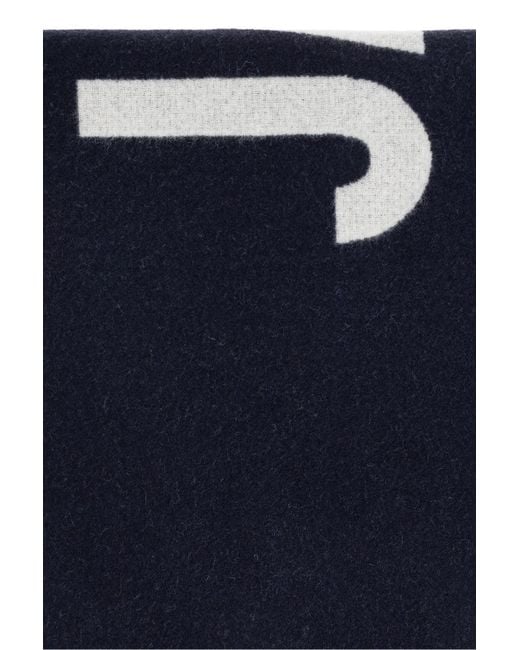 Jacquemus Blue Wool Scarf With Logo