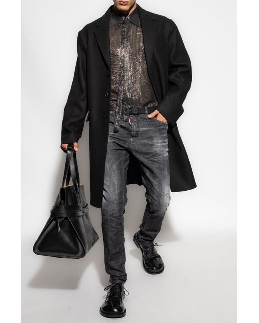 DSquared² Black Wool Coat for men