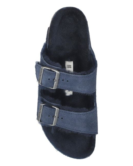 Birkenstock Blue Arizona Shearling' Slides