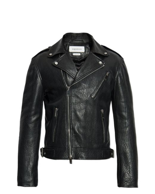 McQueen Black Leather Jacket for men
