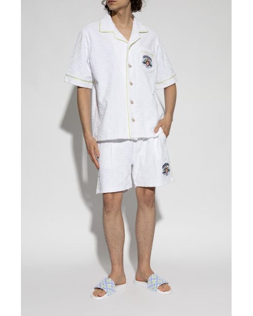 Casablanca White Monogram Slides for men