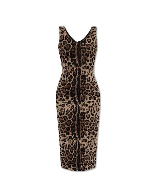Dolce & Gabbana White Dress With Animal Print