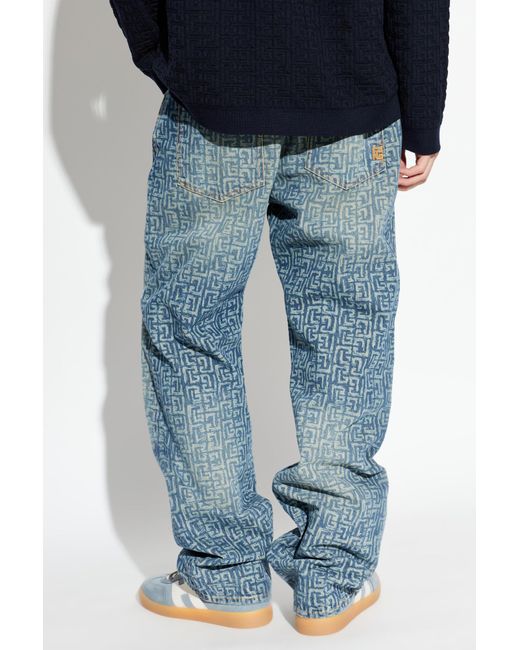 Balmain Blue Jeans With Monogram for men