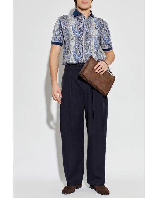 Etro Blue Patterned Polo for men