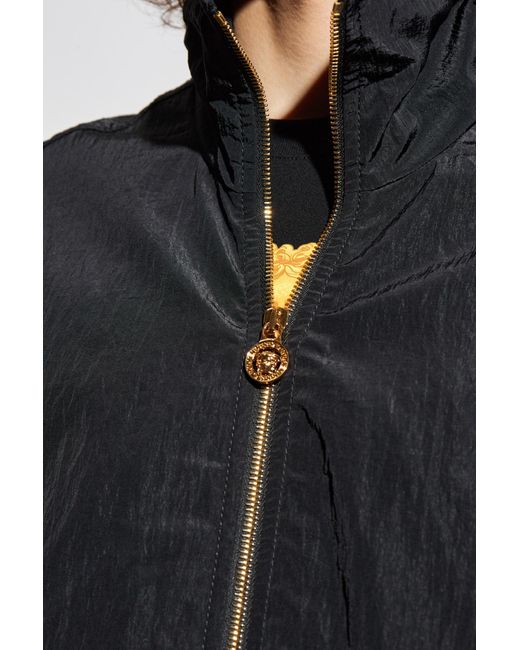 Versace Blue Lightweight Jacket With Stand-Up Collar for men