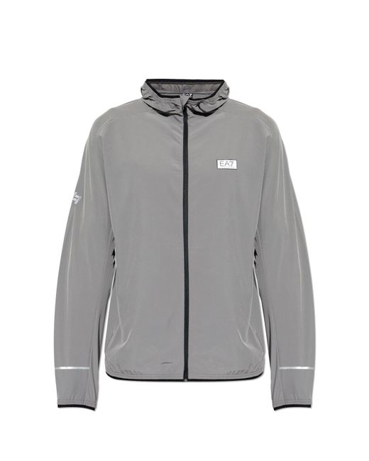 EA7 Gray Light Jacket With Hood for men