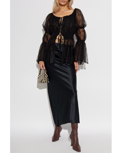 Blumarine Black Lace Top With Long Sleeves