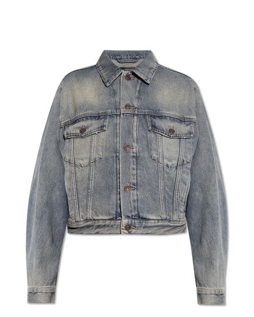 Balenciaga Gray Denim Jacket With Logo