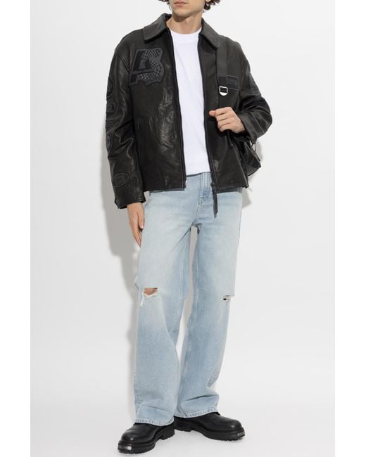 AllSaints Black Leather Jacket 'Garrison' for men