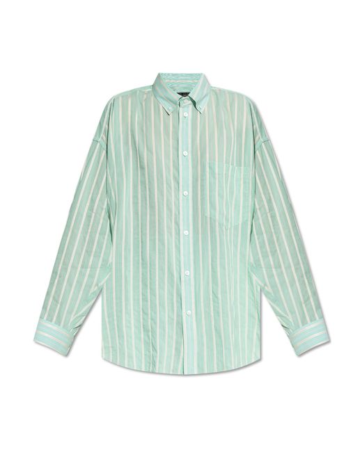 Balenciaga Green Shirt With Stripe Pattern