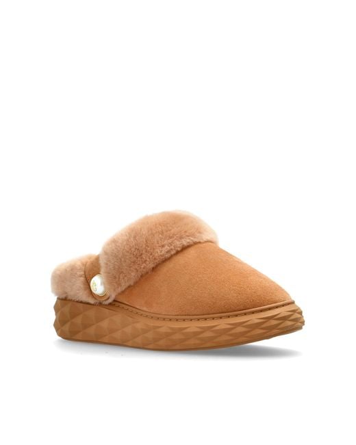 Jimmy Choo Brown Platform Slides "Diamond Maxi"