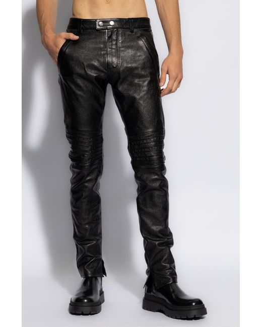 DSquared² Black Leather Trousers, for men
