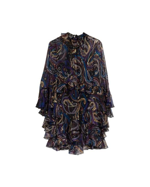 Etro Black Silk Dress With Ruffles