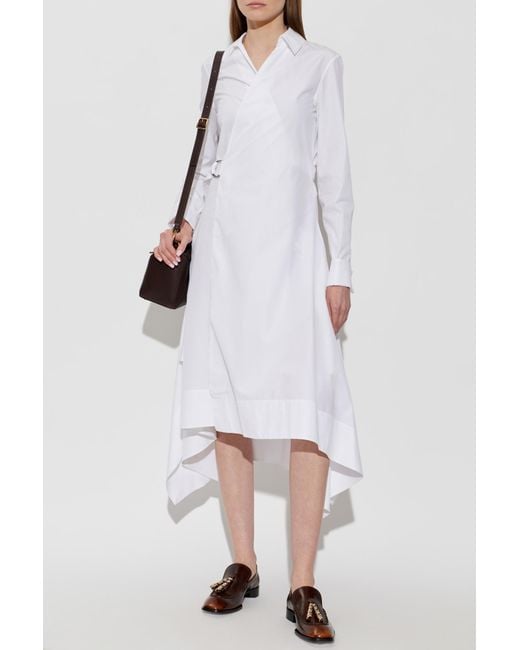 Loewe White Asymmetrical Dress With Belt