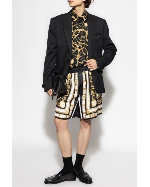 Balmain Black Silk Shirt With Print for men
