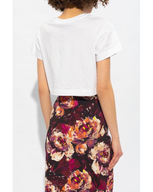 Dolce & Gabbana White Cropped Top With Silk Appliqué,